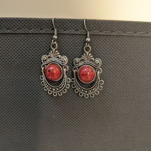 Red and silver earrings